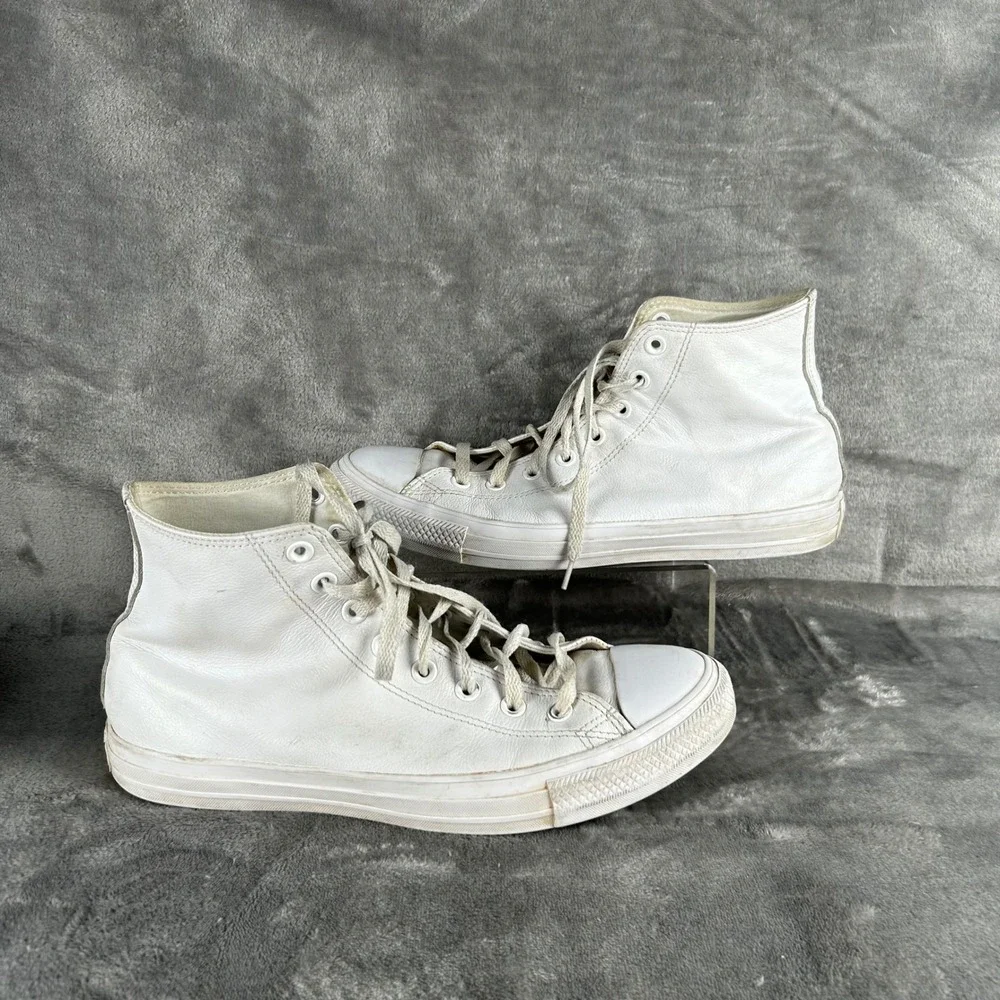 Converse Chuck Taylor All Star High Top White Leather Mens 9.5 Womens 11.5 1T406